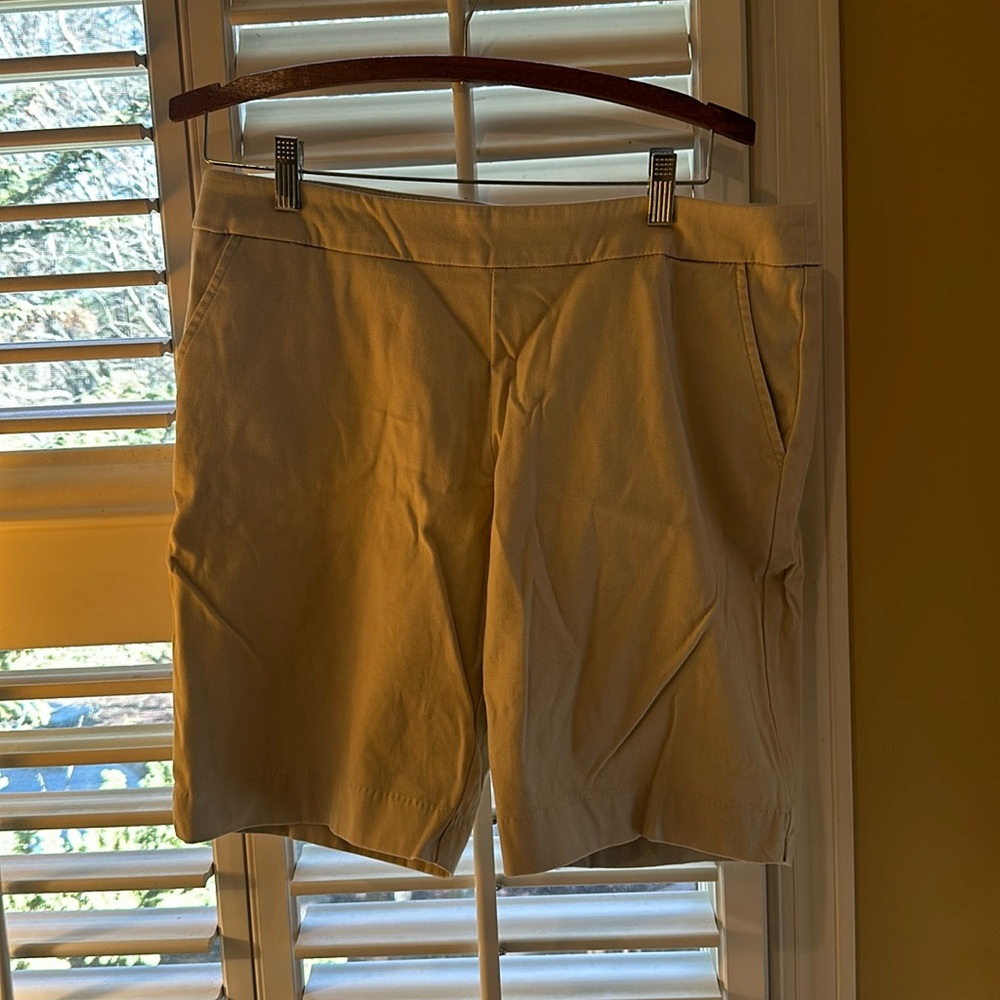 Time and Tru size large flat front pockets, khaki shorts